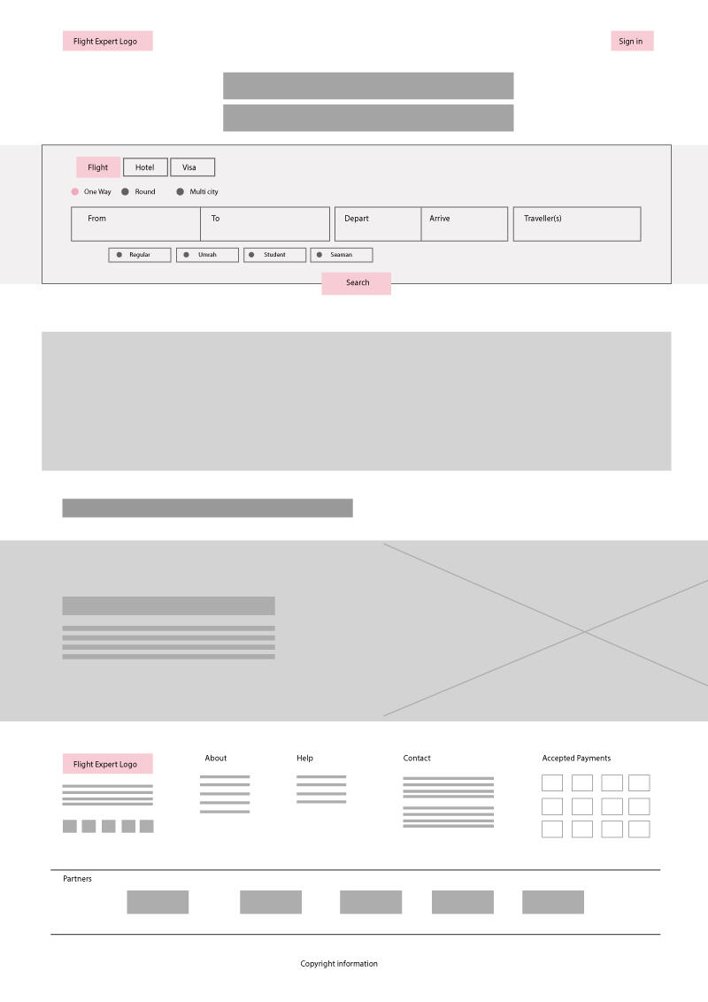 Homepage - wireframe
